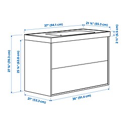 Measurement Illustration - HAVBÄCK/ORRSJÖN wash-stnd w drawers/wash-basin