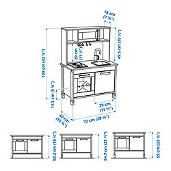 Ilustración de medidas - DUKTIG cocina mini
