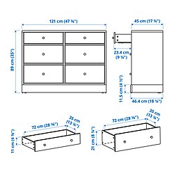 Ilustración de medidas - HAVSTA cómoda 6 cajones