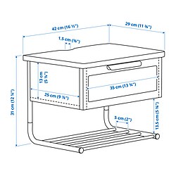 Measurement Illustration - GRÅFJÄLLET wall-mounted bedside table