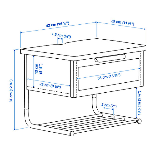 Ilustración con medidas del producto: GRÅFJÄLLET.