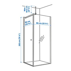 Ilustración de medidas - OPPEJEN ducha de esquina