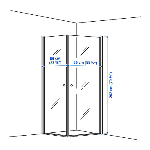 OPPEJEN, shower enclosure with 2 doors 4 of 4 open dialog