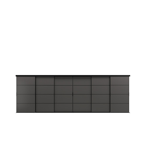 SKYTTA: Garantía de 10 años. Armario moderno, gris, estilo rejilla con estructura de aluminio, paneles de tablero de fibra.