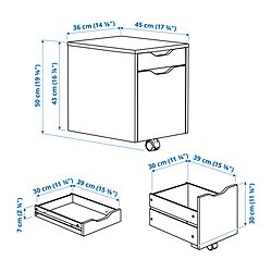 Measurement Illustration - ALEX 2-drawer unit