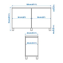 Ilustración de medidas - BESTÅ aparador con puertas