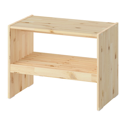 Banco de madera RAGGBERG, tono natural claro, pino, rectangular, diseño sencillo.