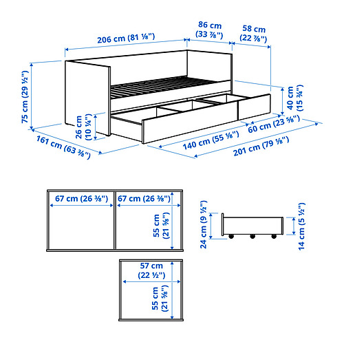 VIHALS, day-bed with storage/1 mattress 12 of 12 open dialog