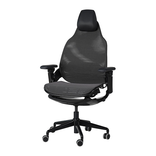 Silla gaming Bästbol, negra, respaldo de malla, reposacabezas ajustables, reposabrazos y soporte lumbar, respaldo alto, ruedas.