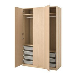 PAX/KAMMARTORP/GULLABERG, combinación armario, FORSAND efecto roble tinte blanco