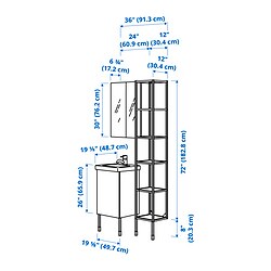 Measurement Illustration - ENHET Bathroom furniture set with SALJEN tap,