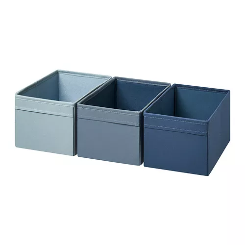IKEA Ibiza DRÖNA caja, juego de 3, azul, 18x25x15 cm