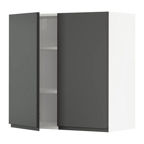Mueble de pared METOD en gris oscuro con estantes ajustables y diseño minimalista.