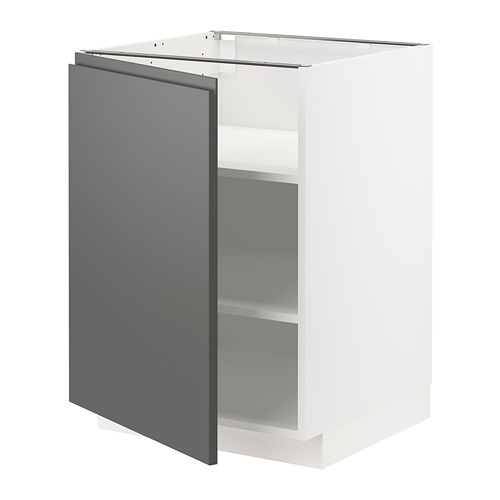 Mueble de cocina blanco METOD, puerta gris oscuro, diseño moderno, estantes ajustables.