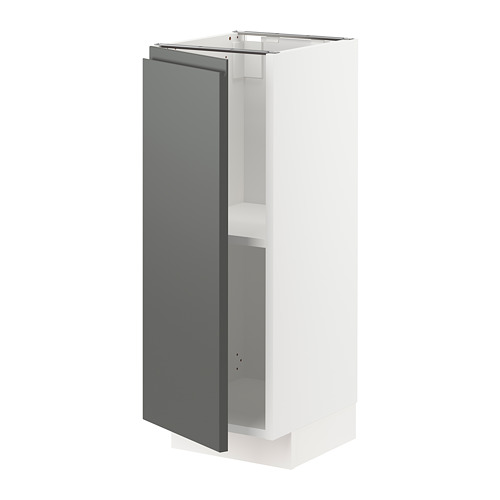 Mueble de cocina moderno IKEA METOD gris oscuro con interior blanco y estantes ajustables.