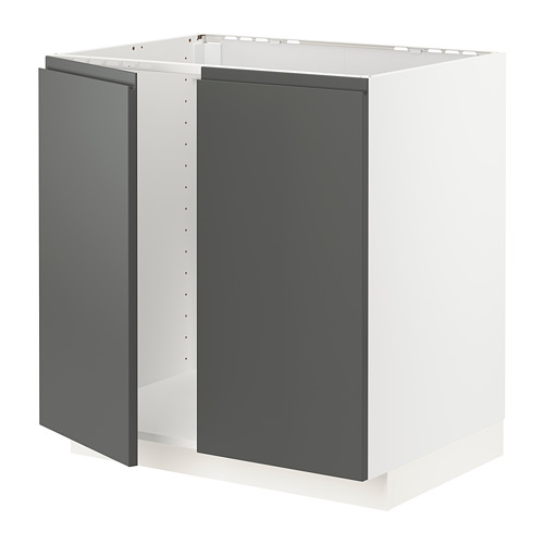 Un mueble de cocina METOD en gris oscuro con un diseño moderno. Tiene un marco duradero y bisagras a presión, que ofrecen una apariencia elegante y organizada.