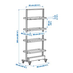 Ilustración de medidas - MITTZON Estructura con ruedas
