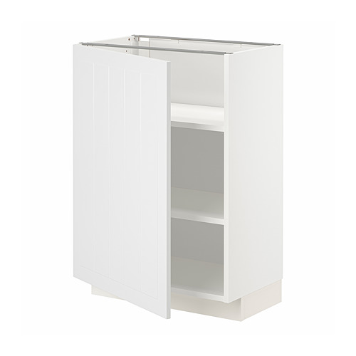 Mueble de cocina METOD blanco, rectangular, dos estantes ajustables, construcción robusta de tableros de partículas.