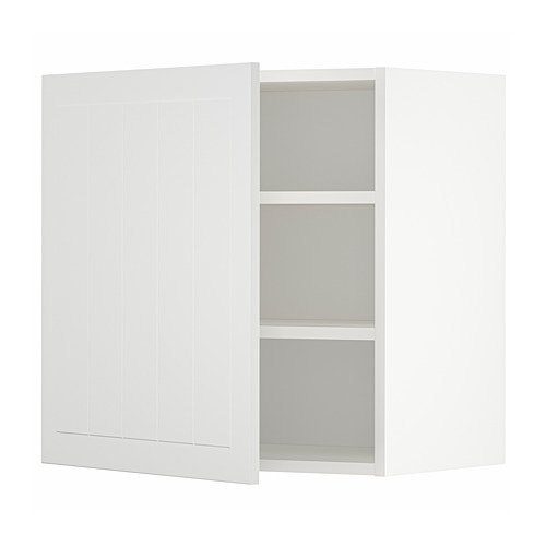 Un mueble de cocina METOD blanco con un diseño sencillo y moderno. El armario tiene forma rectangular e incluye un estante ajustable.