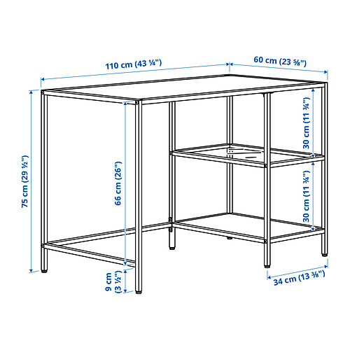 Ilustración con medidas del producto: VITTSJÖ.