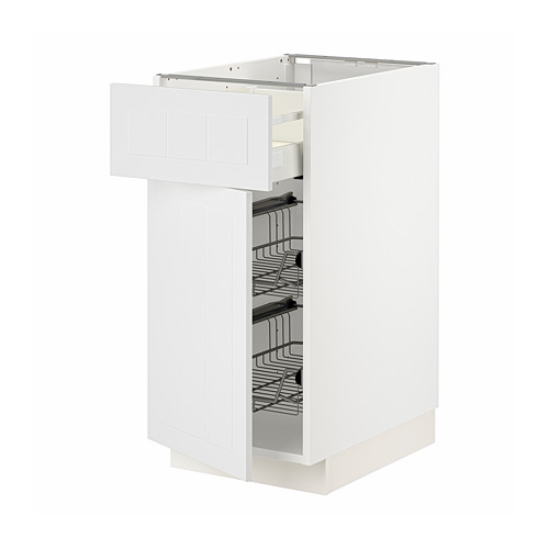 Mueble de cocina METOD blanco con cestas de alambre extraíbles.