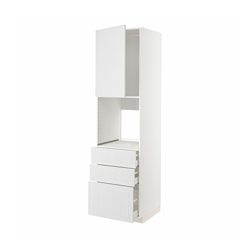 Mueble de cocina blanco Metod de Ikea con cajones y estantes.