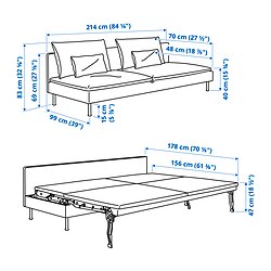 Measurement Illustration - SÖDERHAMN 3-seat sofa-bed section