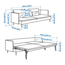 Measurement Illustration - SÖDERHAMN sleeper sofa