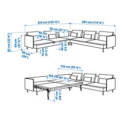 Measurement Illustration - SÖDERHAMN corner sleeper sofa, 6-seat