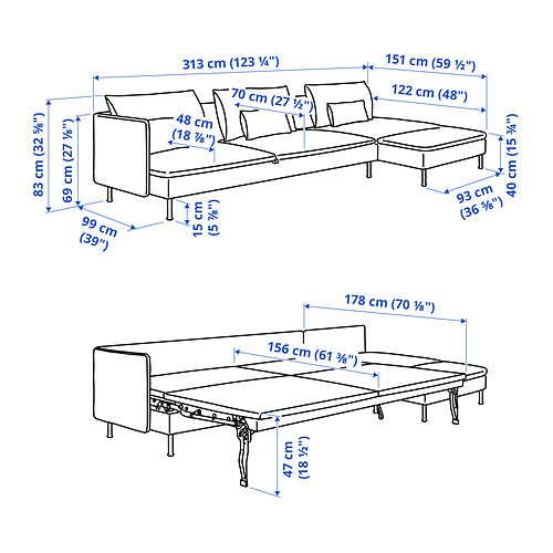 SÖDERHAMN, 4-seat sofa-bed. 8 of 8 open dialog