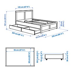 Ilustración de medidas - FÅGELFJÄLLET cama con 2 cajones