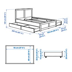 Ilustración de medidas - FÅGELFJÄLLET cama con 4 cajones