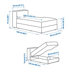 Measurement Illustration - JÄTTEBO chaise module, right