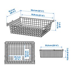 Measurement Illustration - HJÄLPA wire basket with pull-out rail