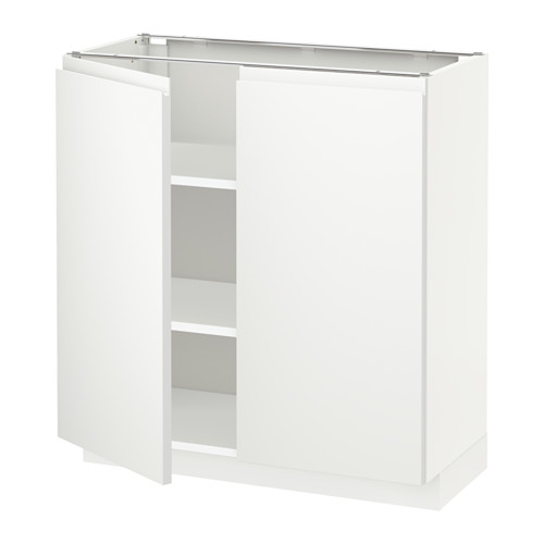 Mueble de cocina METOD blanco con 2 estantes abiertos. Moderno, minimalista, acabado mate. Forma cuadrada. Estantes ajustables.