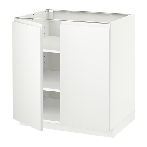 Mueble de cocina blanco METOD, diseño moderno y minimalista, forma cuadrada, estantes ajustables.