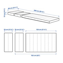 Ilustración de medidas - INNERLIG colchón muelles cama extensible