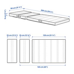 Ilustración de medidas - NATTSMYG colchón espuma cama extensible