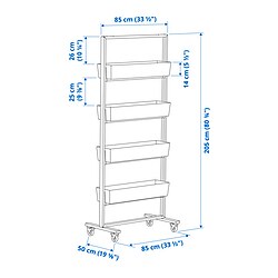 Ilustración de medidas - MITTZON Estructura con ruedas