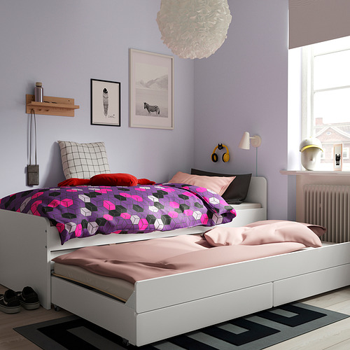 SLÄKT, bed frame w/pull-out bed + storage 4 of 8 open dialog