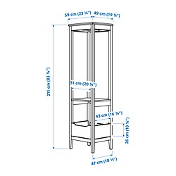 Ilustración de medidas - IDANÄS closet abierto