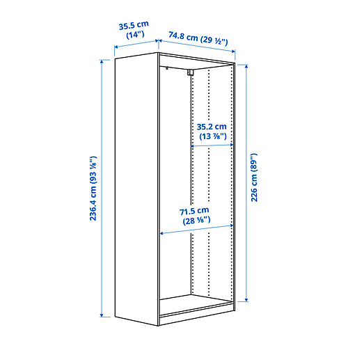 PAX, wall-mounted storage frame 6 of 6 open dialog