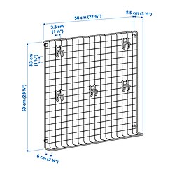 Ilustración de medidas - GREJIG rejilla de pared con riel