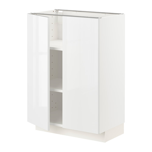 Mueble de cocina METOD blanco con acabado brillante y estantes ajustables.