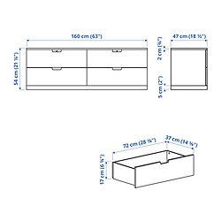 Ilustración de medidas - NORDLI cómoda de 4 cajones