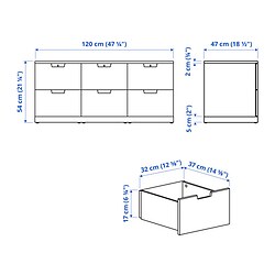 Ilustración de medidas - NORDLI Cómoda de 6 cajones