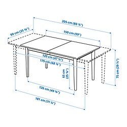 Measurement Illustration - SKANSNÄS/STOCKHOLM 2025 table and 4 chairs