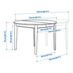 Measurement Illustration - SKANSNÄS extendable round table