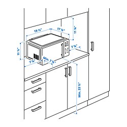 Measurement Illustration - GÅTEBO microwave oven
