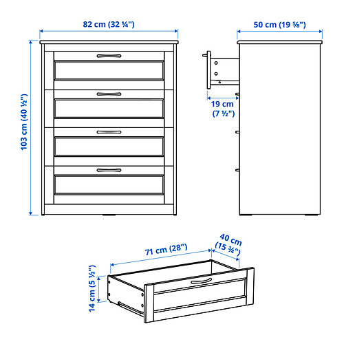 SONGESAND, 4-drawer chest 6 of 6 open dialog